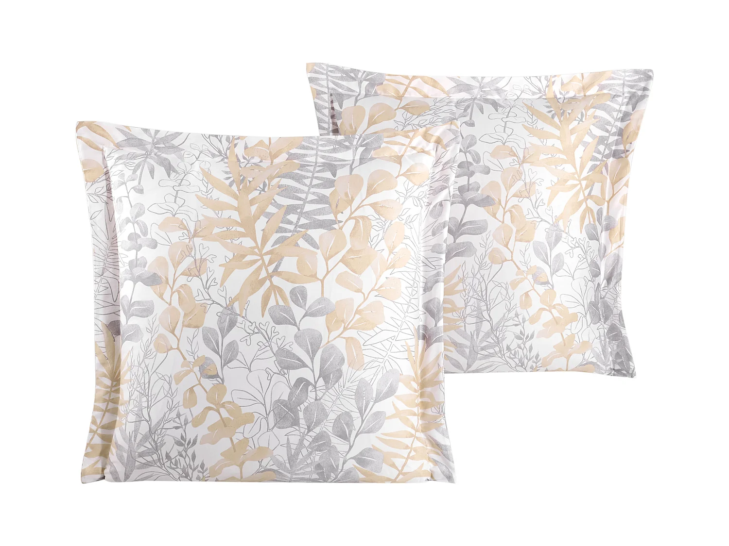 Lot de 2 Taies d'oreiller satin de coton imprimé  "Occale beige"