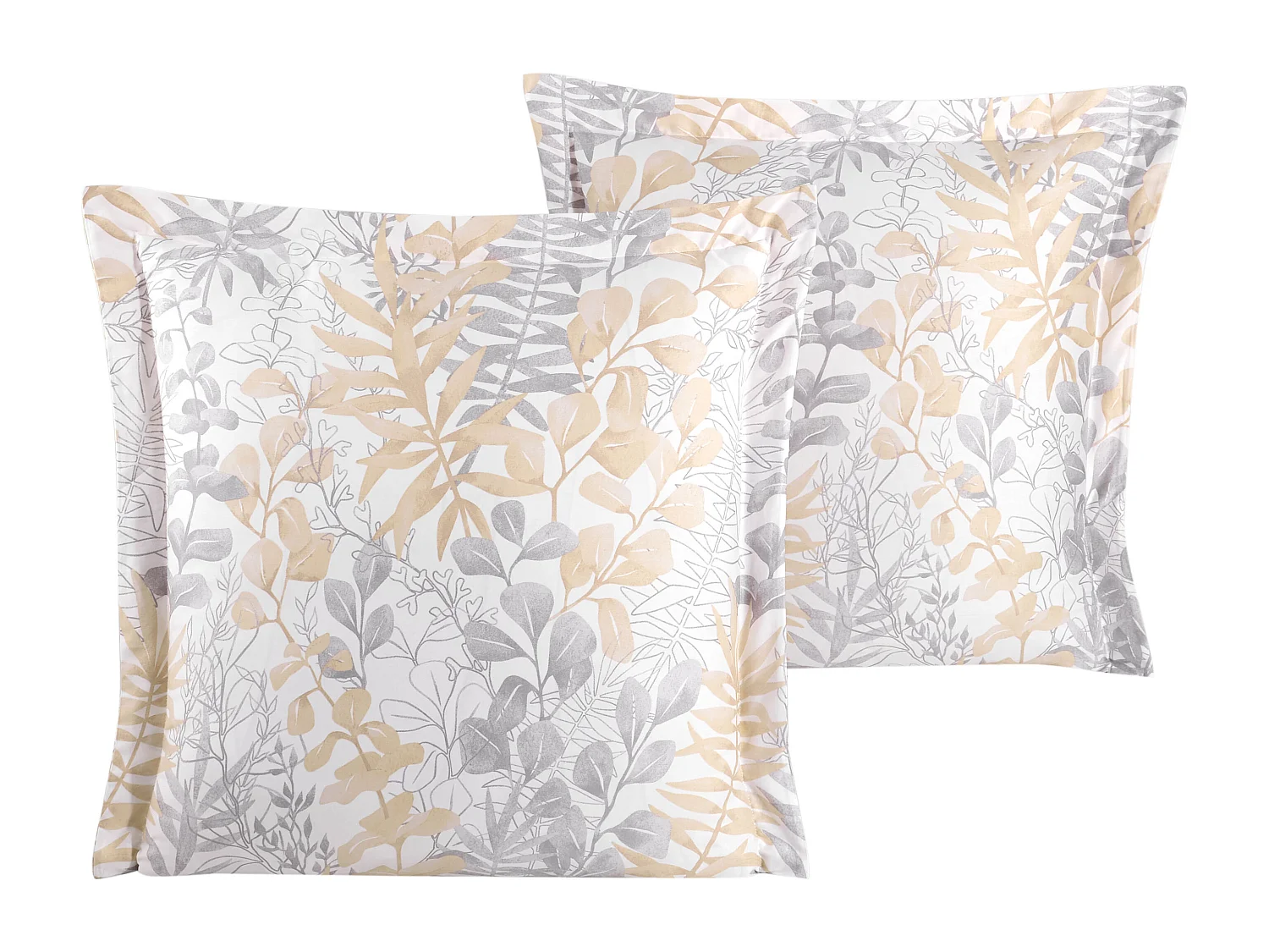 Juego de 2 fundas de almohada satén de algodón "Occale beige"