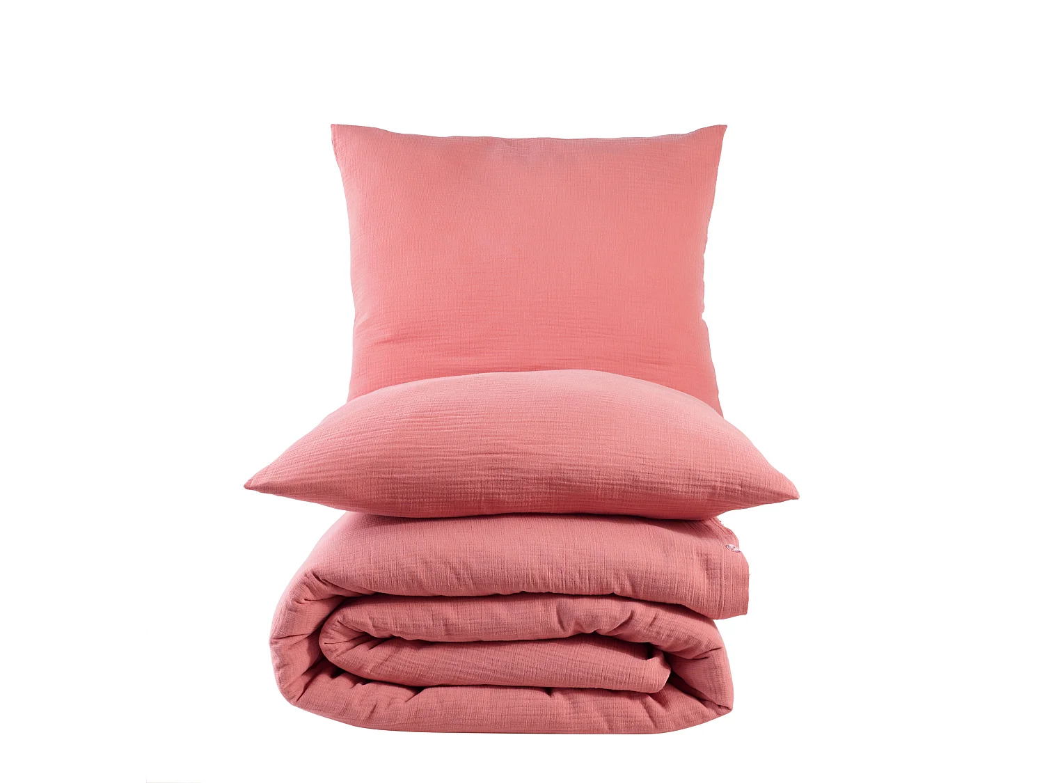 Juego de funda de edredón + 2 fundas de almohada de gasa de algodón-Durazno