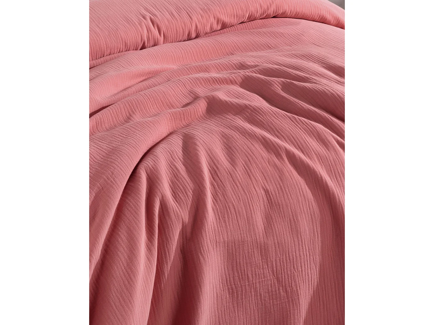 Juego de funda de edredón + 2 fundas de almohada de gasa de algodón-Durazno