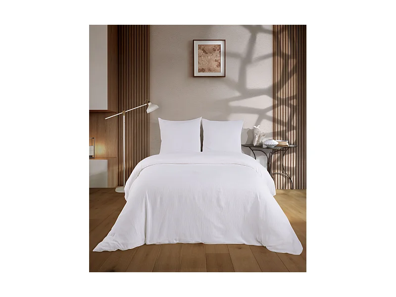 Bettwäschegarnitur 1 Bettbezug 240x220 cm+2 Kopfkissenbez 65x65 cm Baumwollgaze