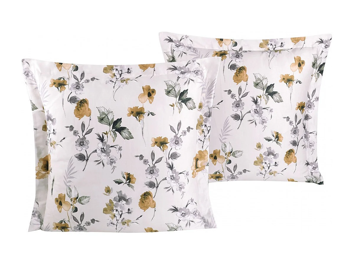 Lot de 2 Taies d'oreiller satin de coton imprimé  "Septembre"