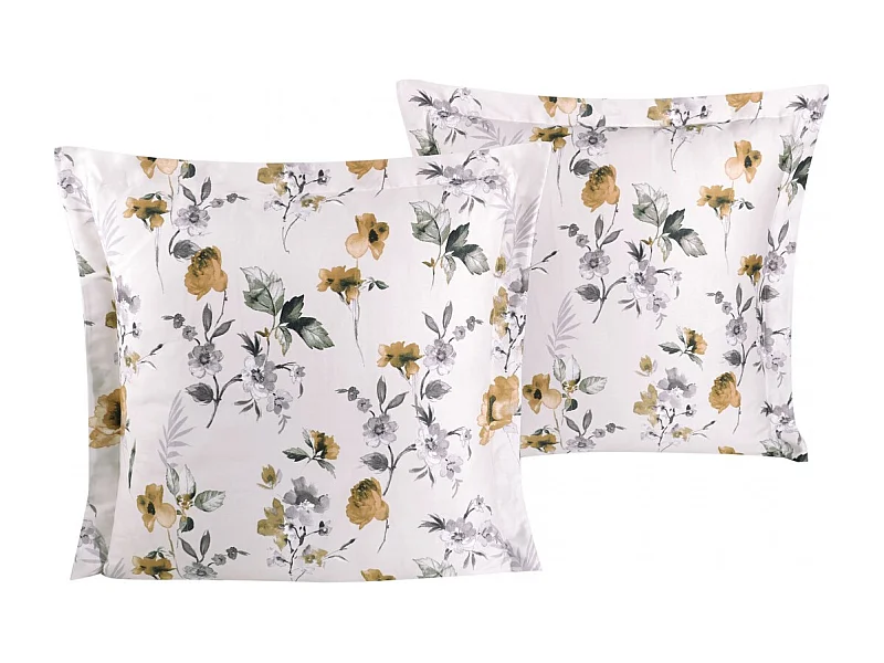 Lot de 2 Taies d'oreiller satin de coton imprimé  "Septembre"