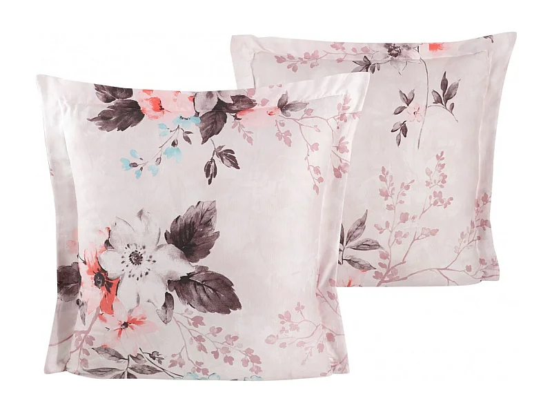 Lot de 2 Taies d'oreiller satin de coton imprimé "Malogra"