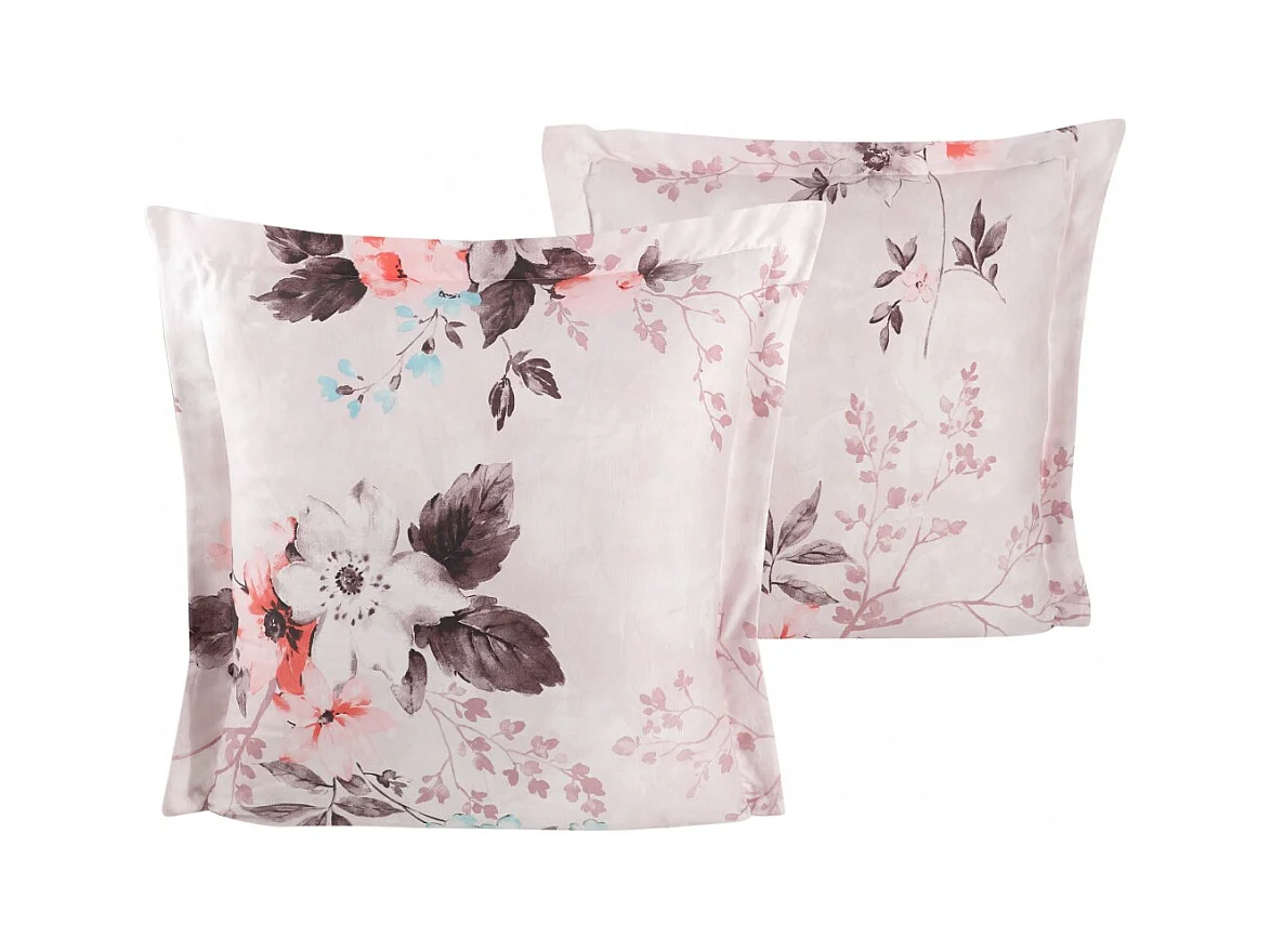 Lot de 2 Taies d'oreiller satin de coton imprimé "Malogra"