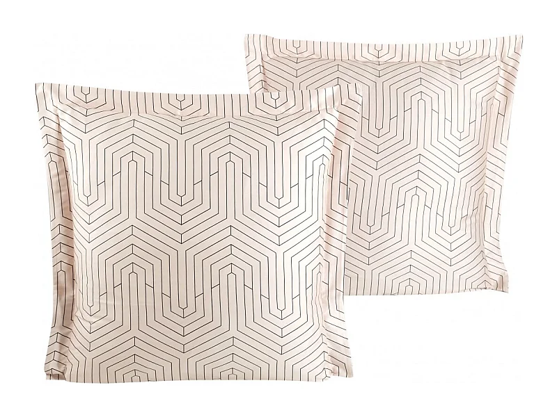 Lot de 2 Taies d'oreiller satin de coton imprimé  "Strada white"