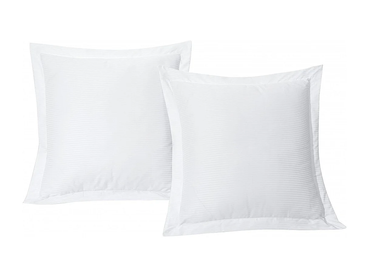 Juego de 2 fundas de almohada satén de algodón rayas 94 hilos cm² blanco