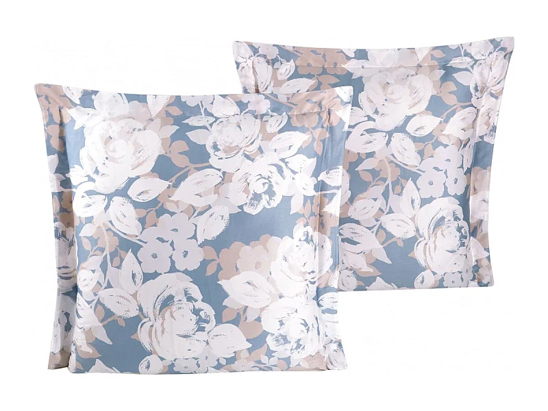 Lot de 2 Taies d'oreiller satin de coton imprimé ''Decor"