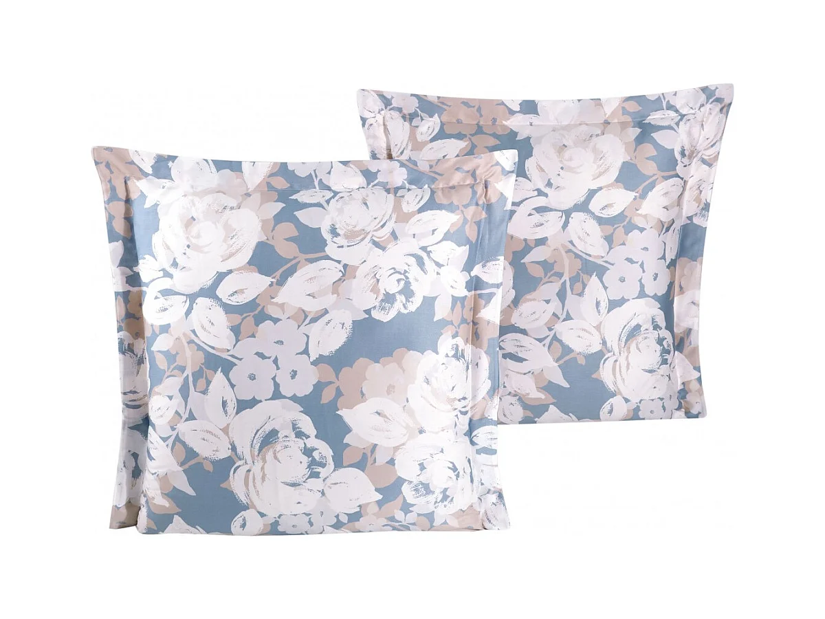 Lot de 2 Taies d'oreiller satin de coton imprimé ''Decor"