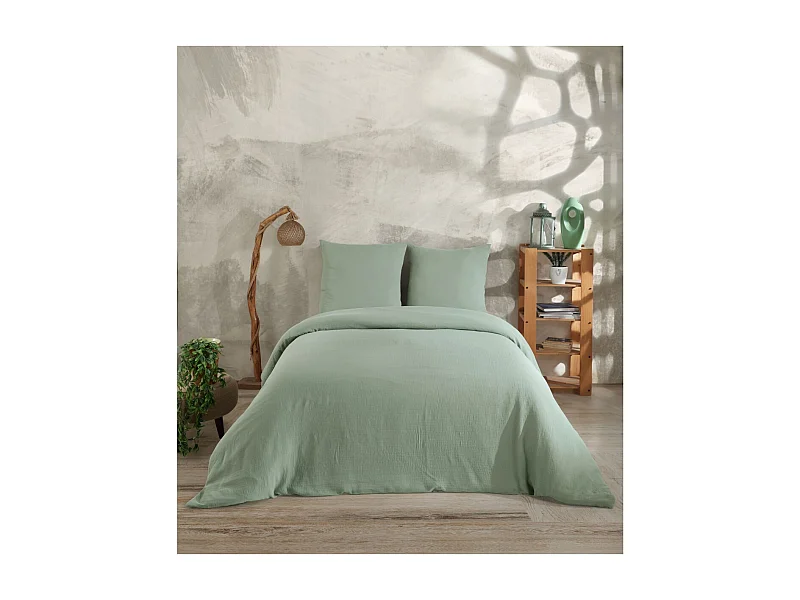 Set letto matrimoniale 240x220 cm+2 federe 65x65 cm  garza di cotone