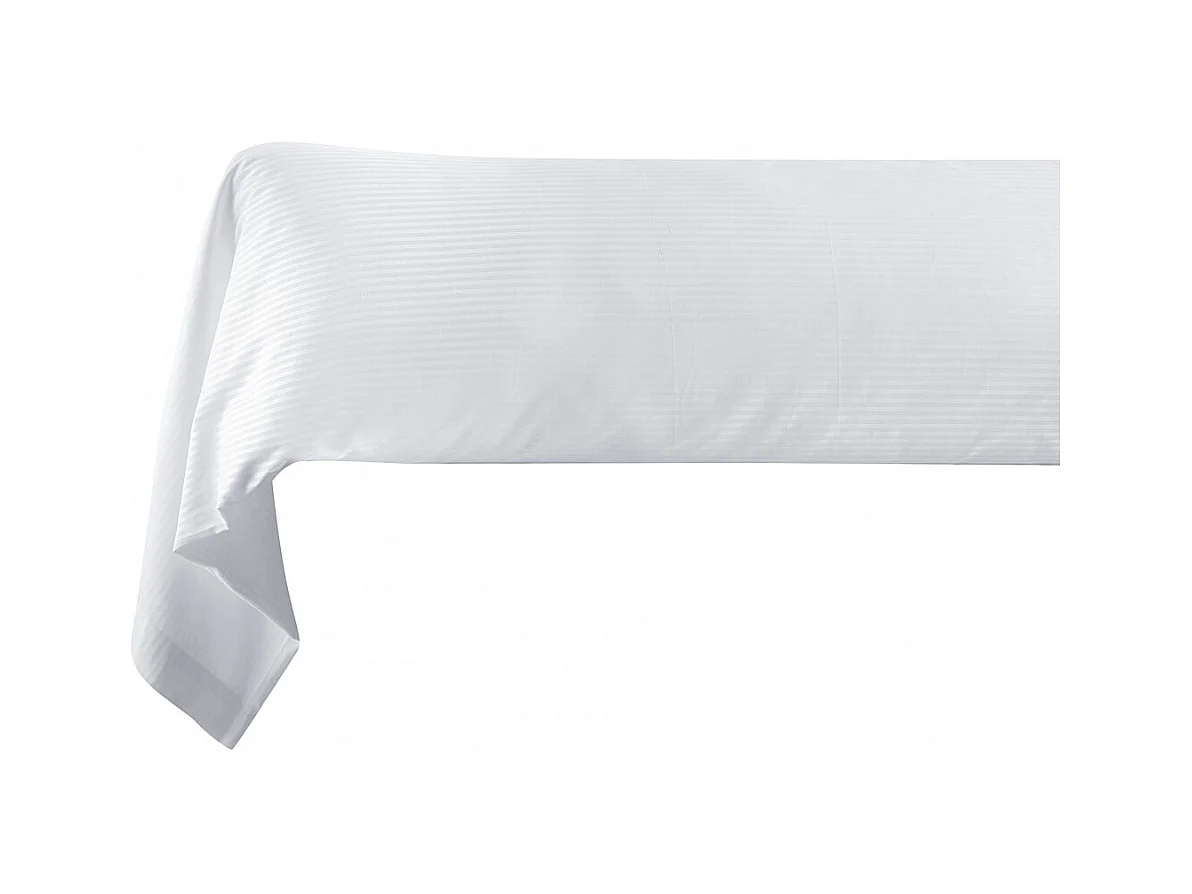 Taie de traversin satin de coton rayé blanc