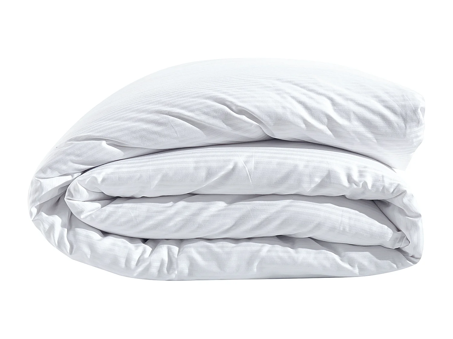 Housse de couette satin de coton rayé blanc