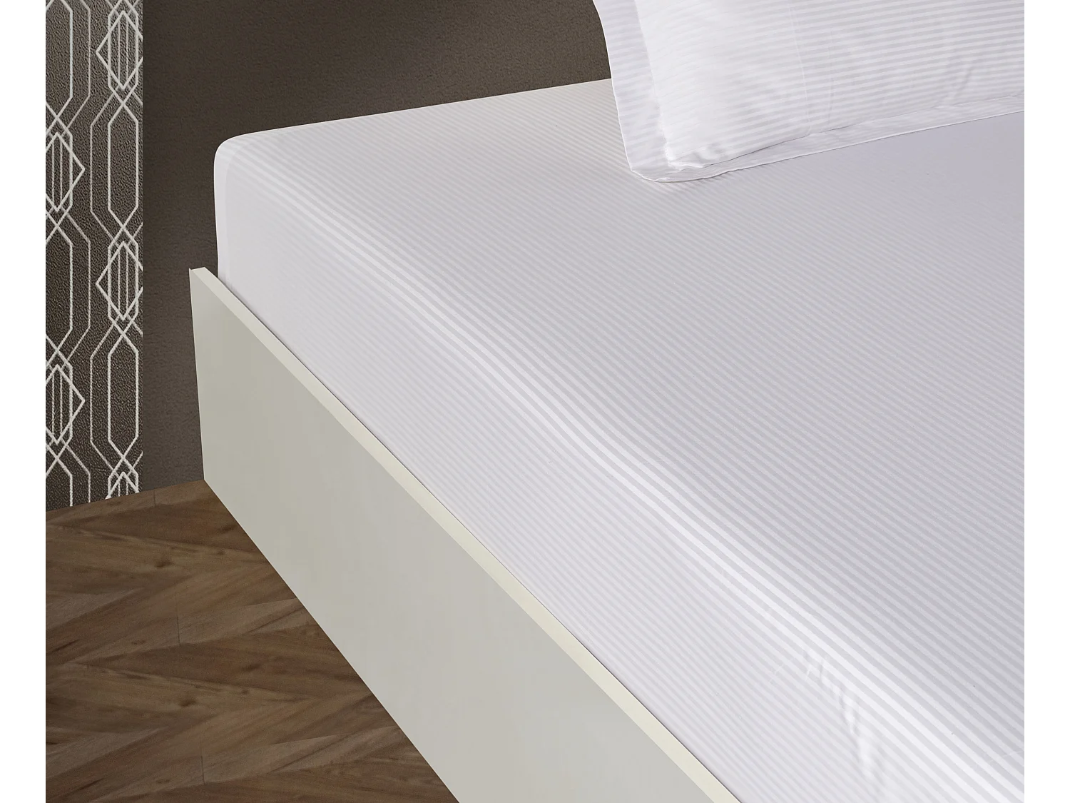 Flachbettlaken für 2 Personen 270x300 cm aus Baumwollsatin gestreift