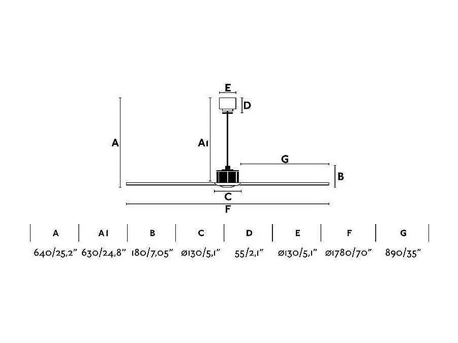 JUST FAN XL Mattschwarzer Ventilator 178 cm