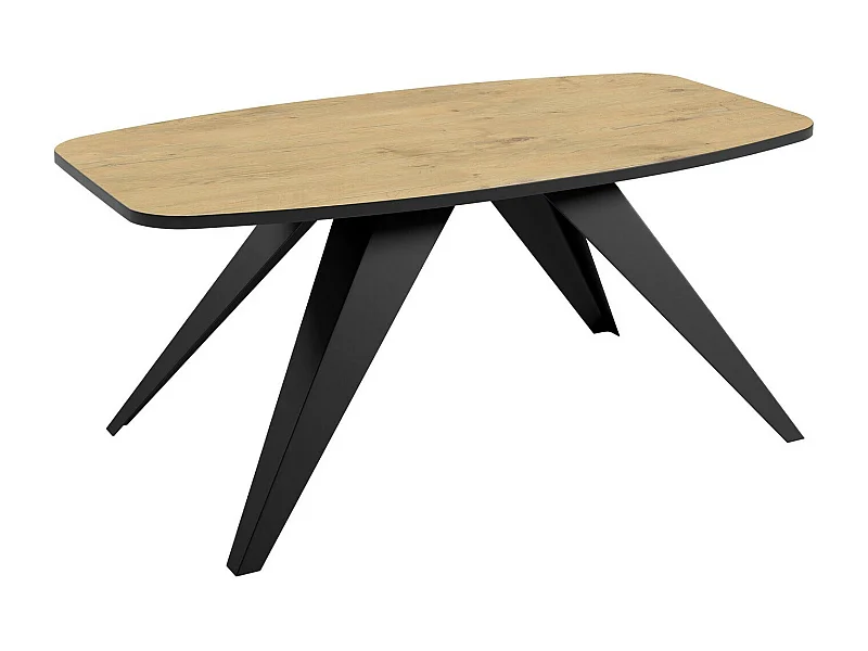 Mesa de café Oswego 117, Negro|Roble lancelote, 48x60x120cm, Aglomerado laminado, Angular