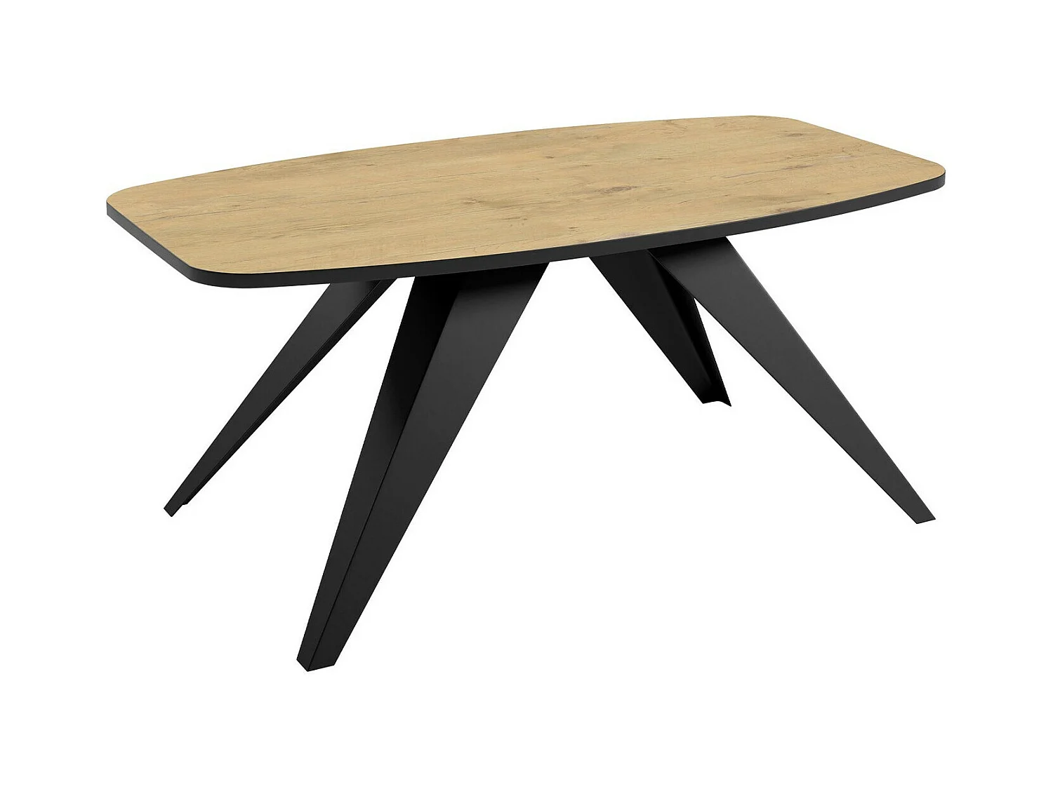 Table basse Oswego 117, Chêne lancelot|Noir, 48x60x120cm, Stratifié, Angulaire