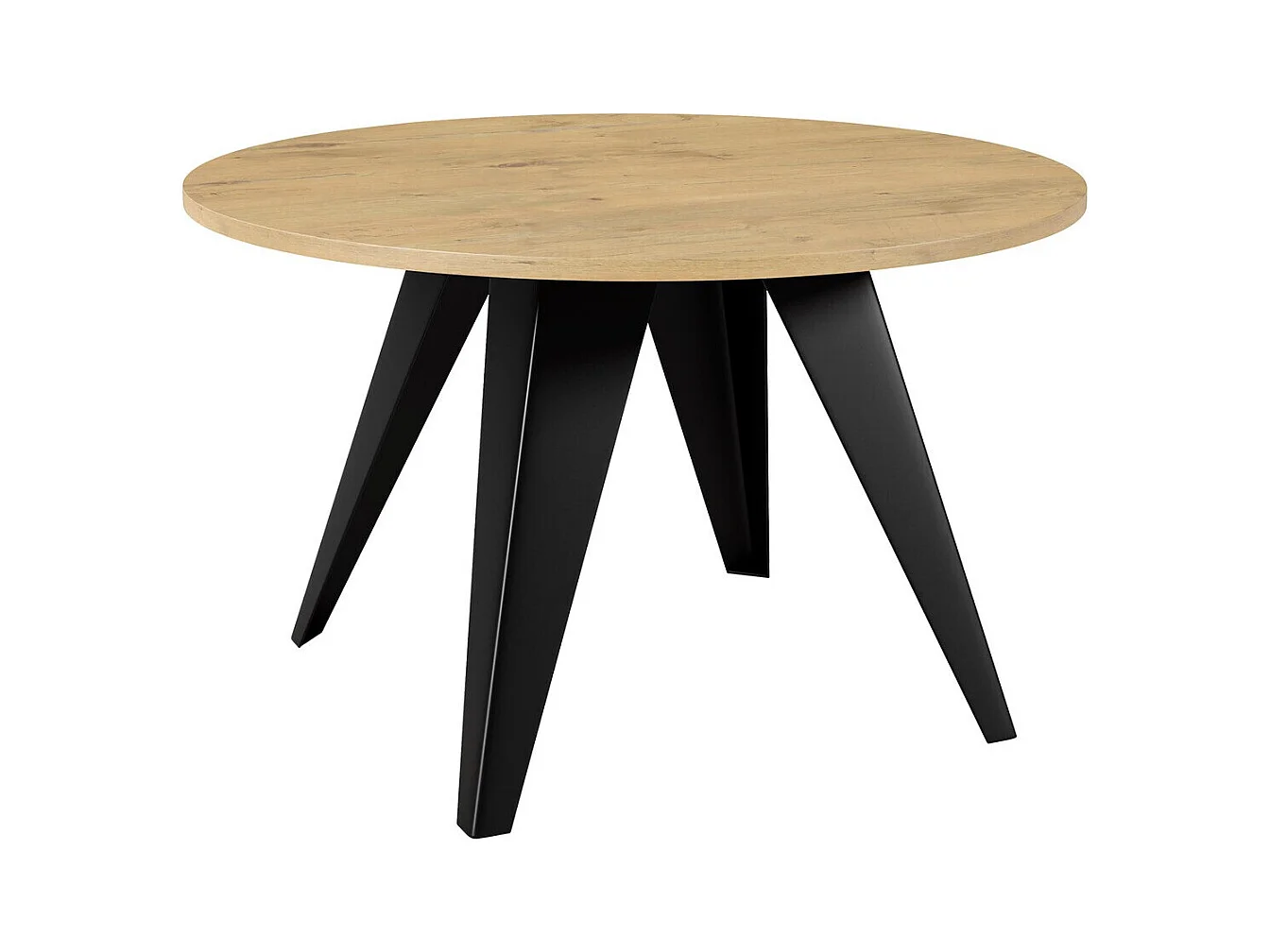 Table basse Oswego 116, Chêne lancelot|Noir, 50cm, Diamètre: 75, Stratifié, Rond