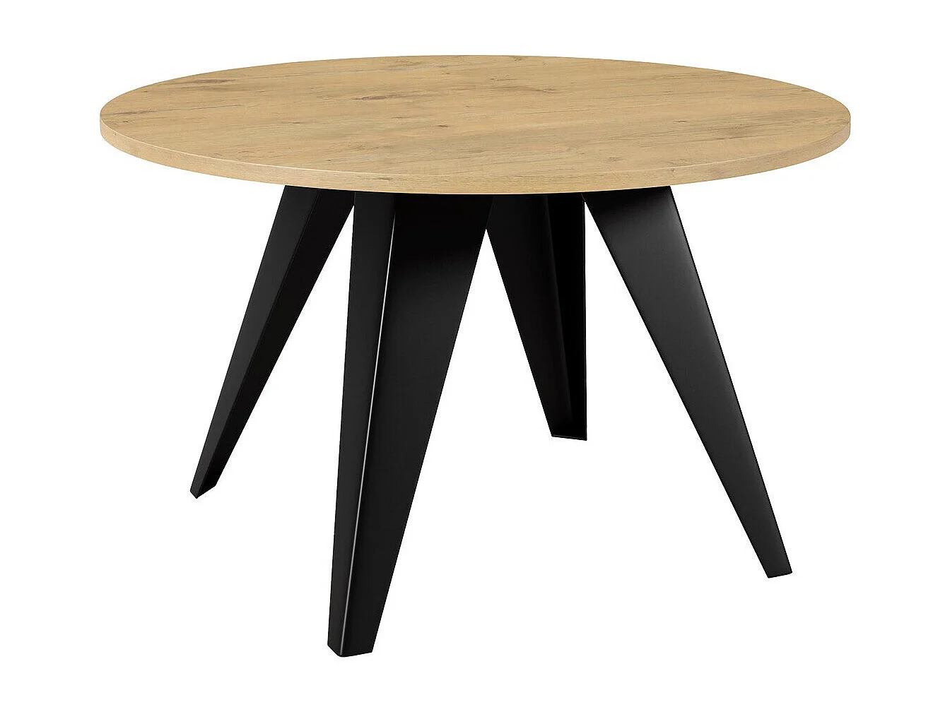 Table basse Oswego 116, Noir|Chêne lancelot, 50cm, Diamètre: 75, Stratifié, Rond