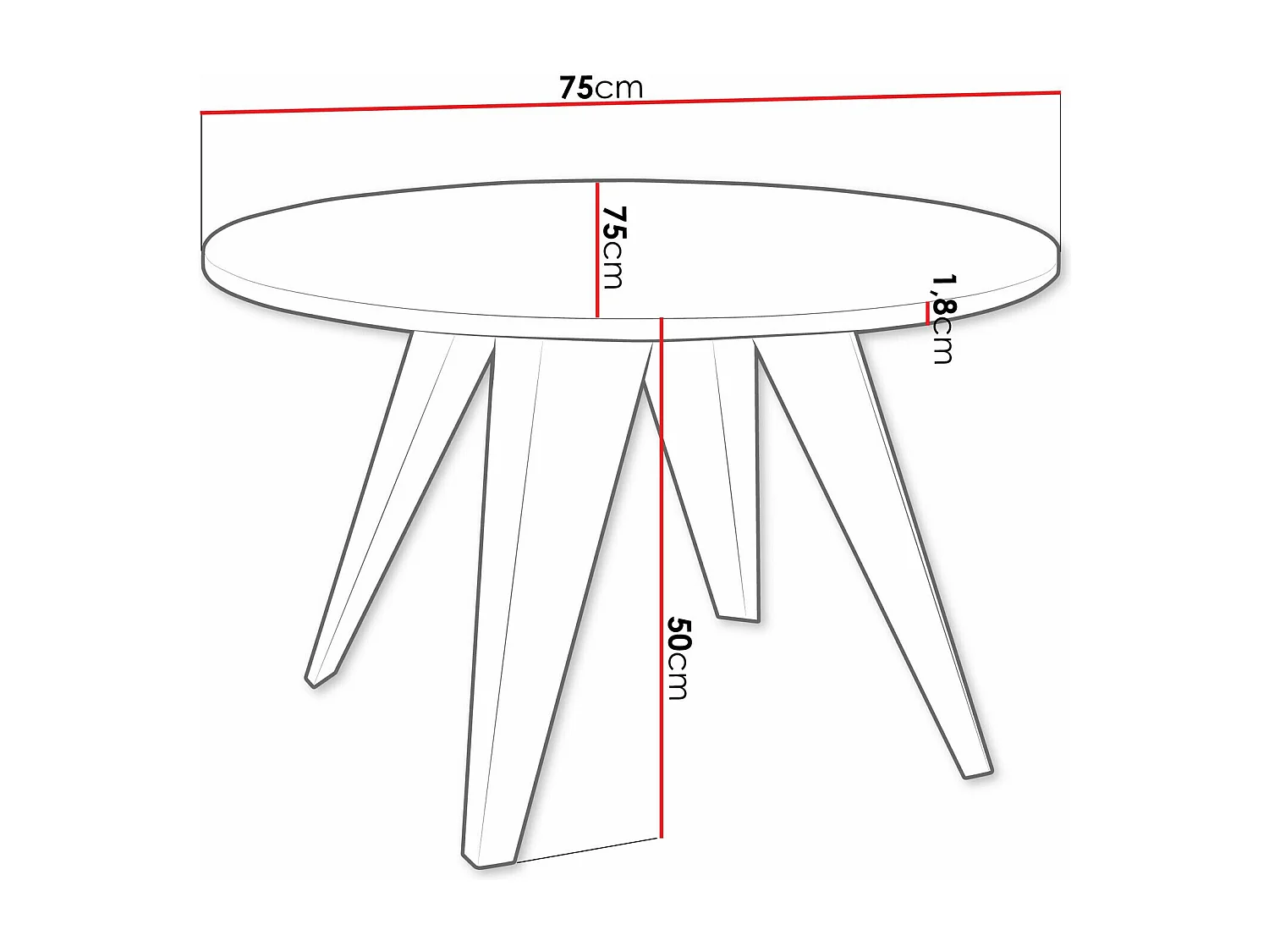 Mesa de café Oswego 116, Roble dorado artesanal|Negro, 50cm, Diámetro: 75, Redonda