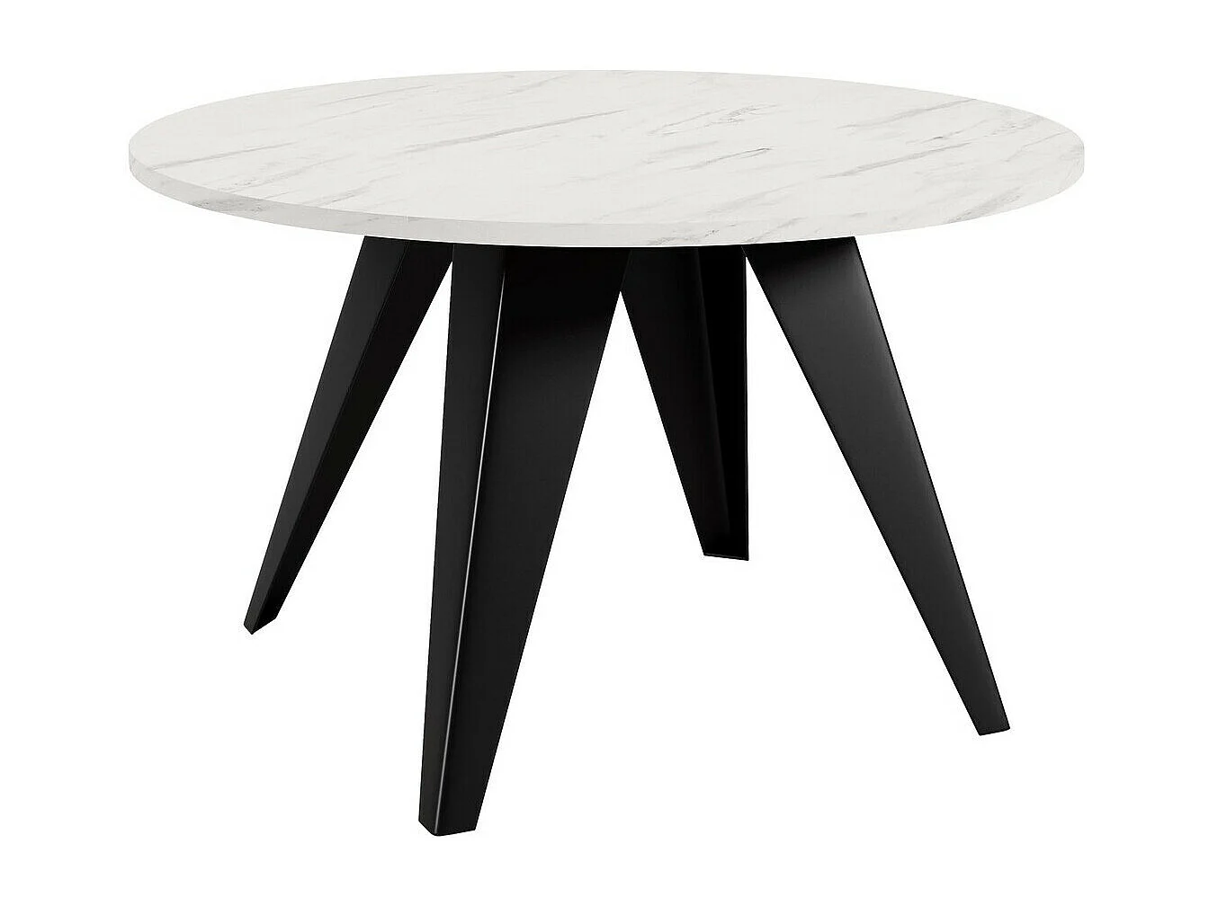 Mesa de café Oswego 116, Mármol blanco|Negro, 50cm, Diámetro: 75, Aglomerado laminado