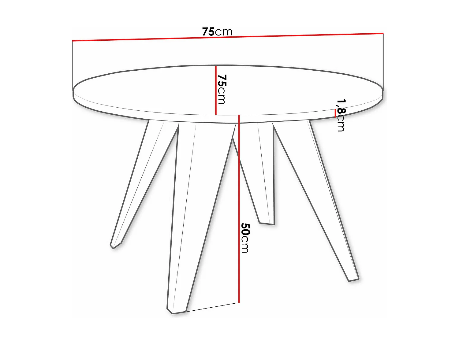 Tavolino da caffè Oswego 116, Bianco|Nero, 50cm, Diametro: 75, Truciolare laminato, Round