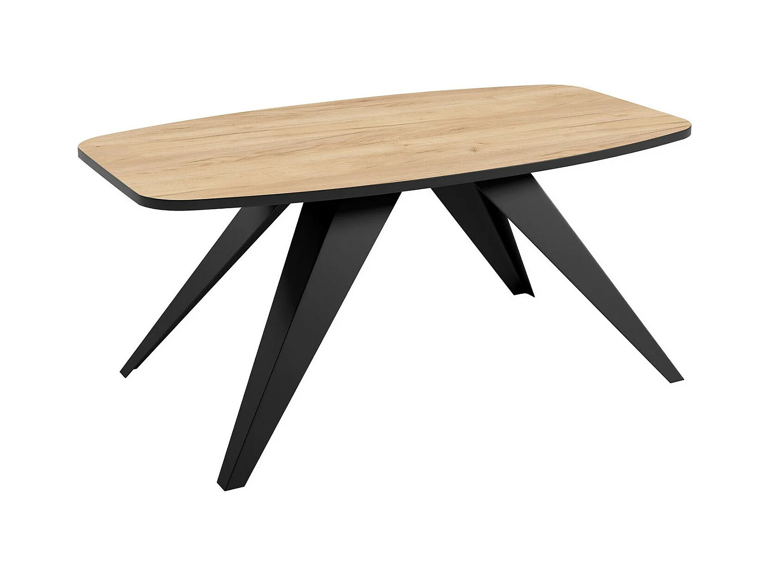 Table basse Oswego 117, Chêne doré artisanal|Noir, 48x60x120cm, Stratifié, Angulaire