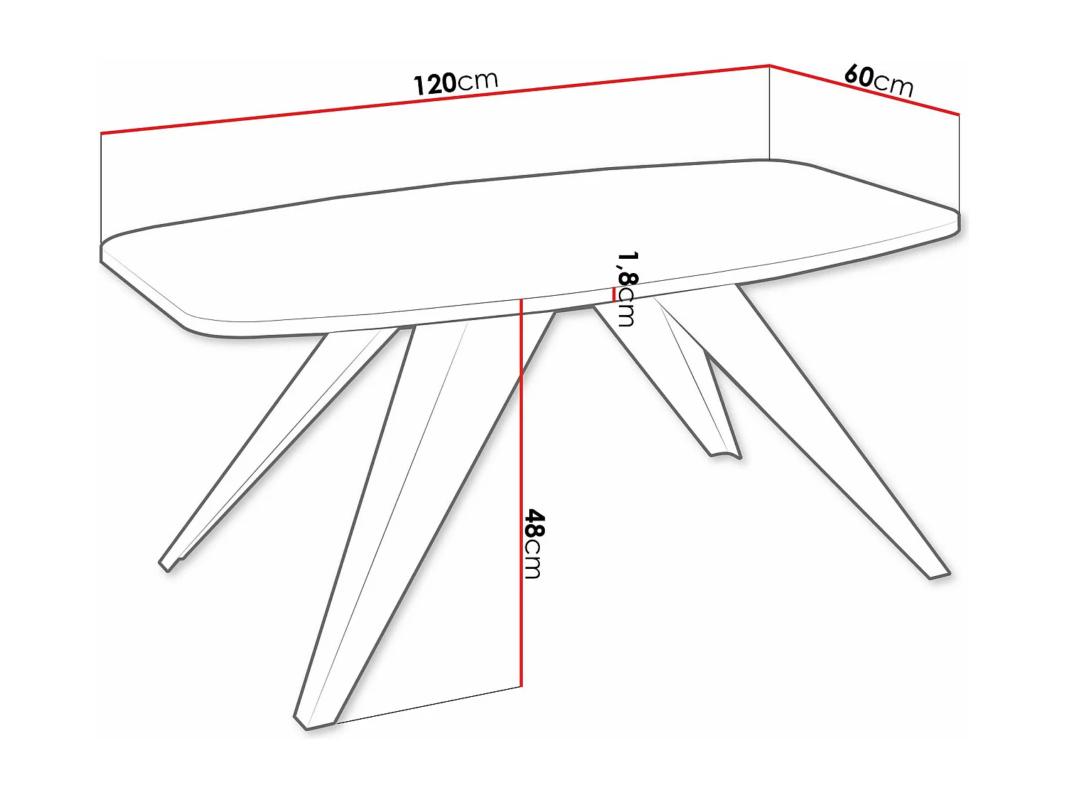 Table basse Oswego 117, Noir|Chêne doré artisanal, 48x60x120cm, Stratifié, Angulaire