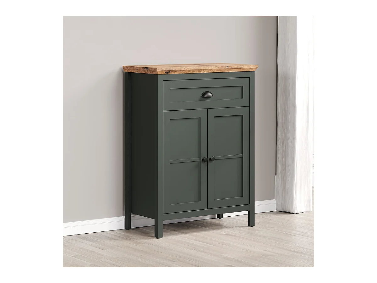 Stanton kommode groen, eik decor.