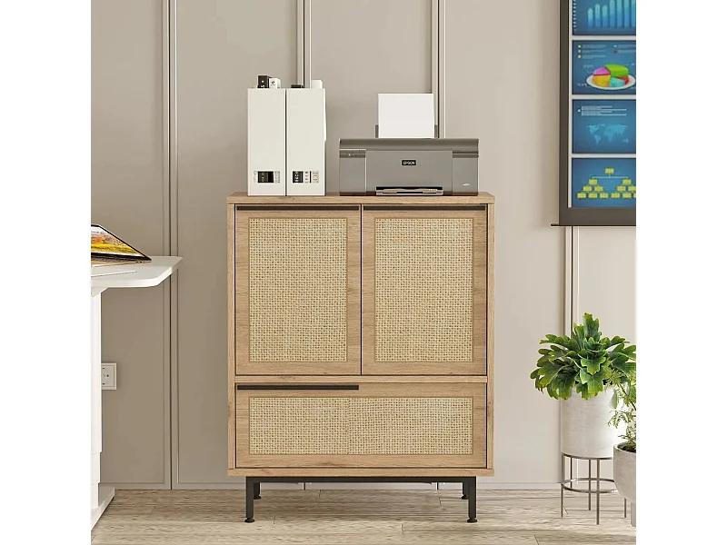 Gabinete multiusos On8B-Su color nogal color roble 74.8x90.4x35.5 cm