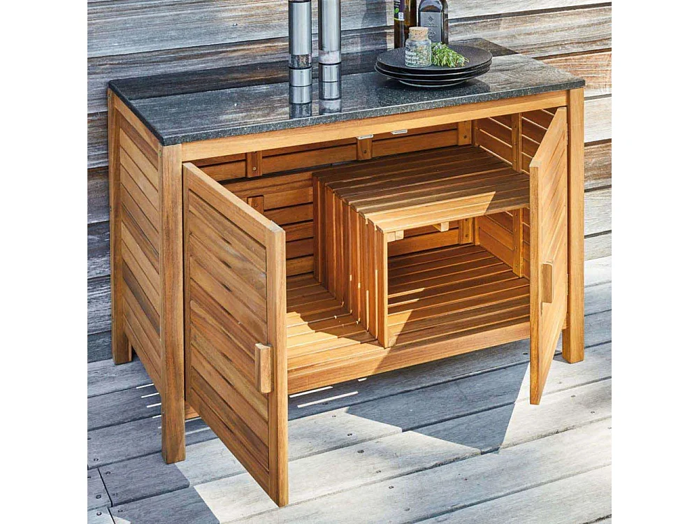 Meuble de rangement 2 portes cuisine extérieure en acacia Fidji