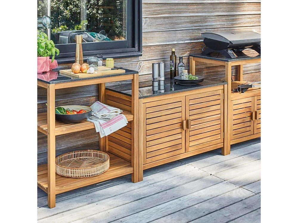 Meuble de rangement 2 portes cuisine extérieure en acacia Fidji