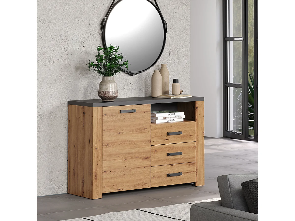 Petit Buffet 1 Porte 3 Tiroirs et 1 Niche L127 cm - Follow
