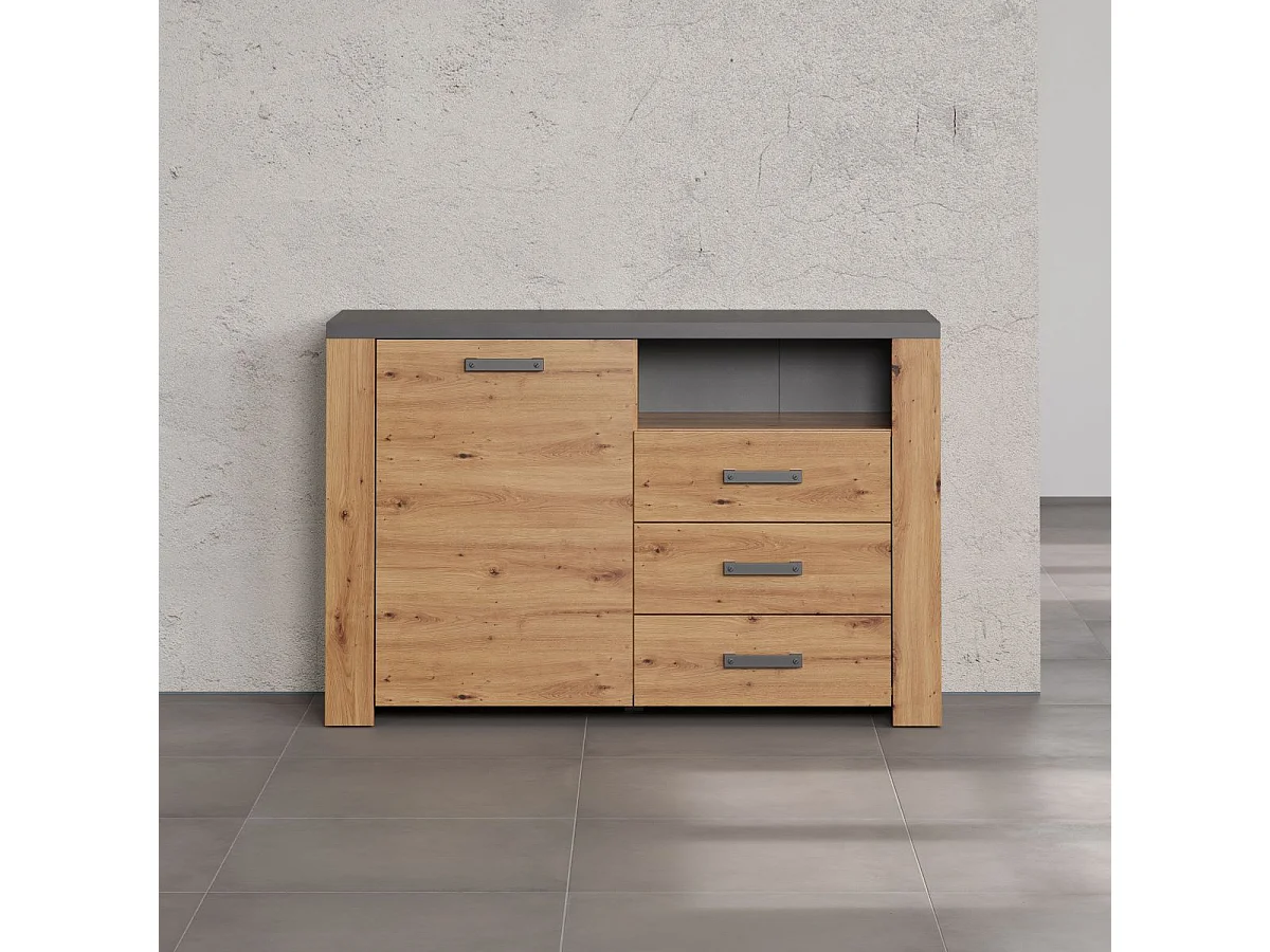 Petit Buffet 1 Porte 3 Tiroirs et 1 Niche L127 cm - Follow