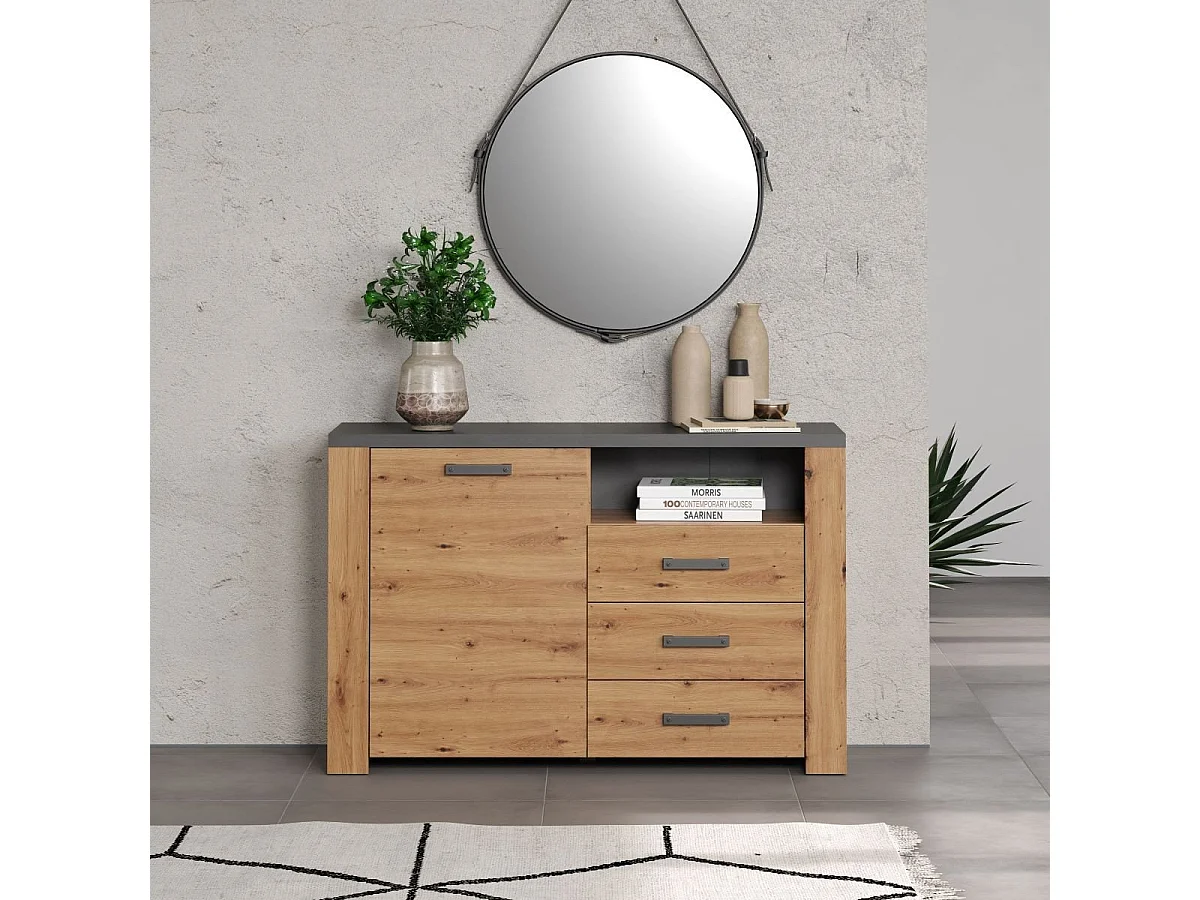 Petit Buffet 1 Porte 3 Tiroirs et 1 Niche L127 cm - Follow