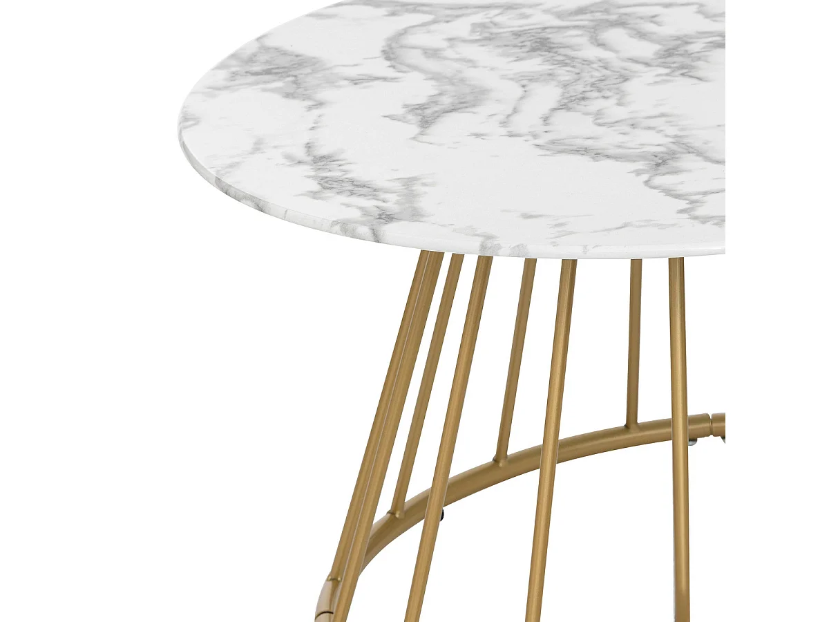 Table basse ronde en Verre trempé aspect Marbre Blanc D. 70 x H. 40 cm