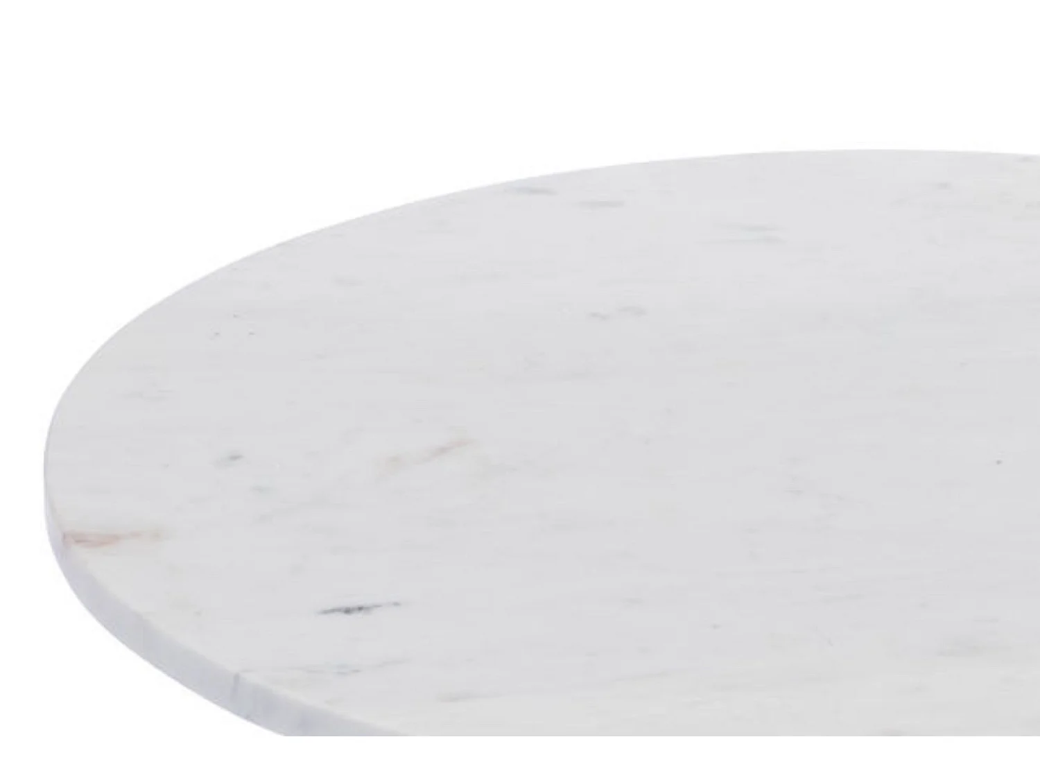 Bout de canapé tulipe en métal argenté et marbre blanc D55 - PLAKA