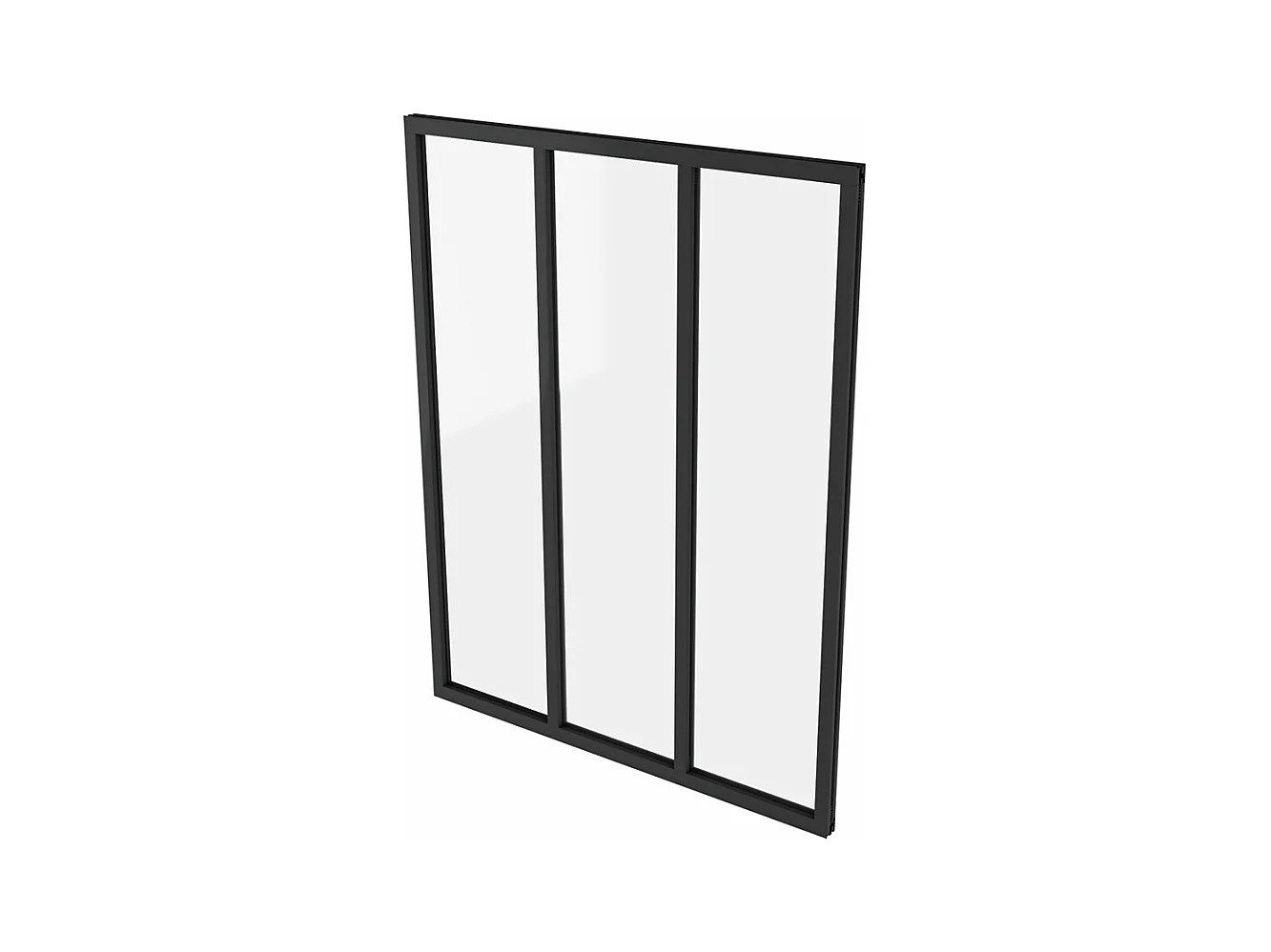 Parete Vetrata Interna 93x108 cm in Vetro Temperato Trasparente da 4 mm 3 Lastre Corniciate Profilo Nero Opaco Divisorio da Casa