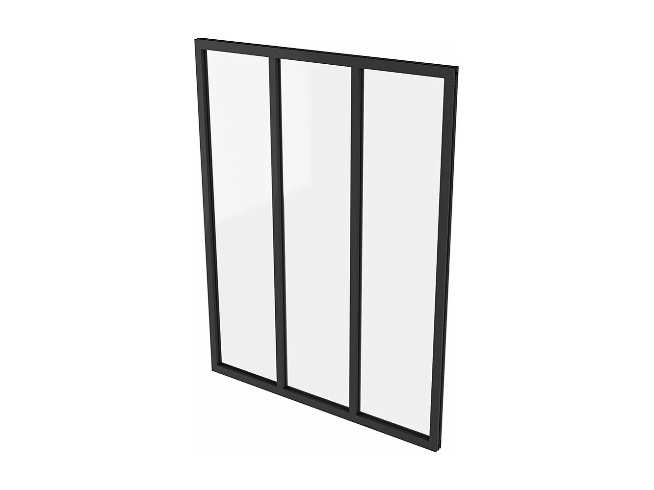 Parete Vetrata Interna 93x108 cm in Vetro Temperato Trasparente da 4 mm 3 Lastre Corniciate Profilo Nero Opaco Divisorio da Casa