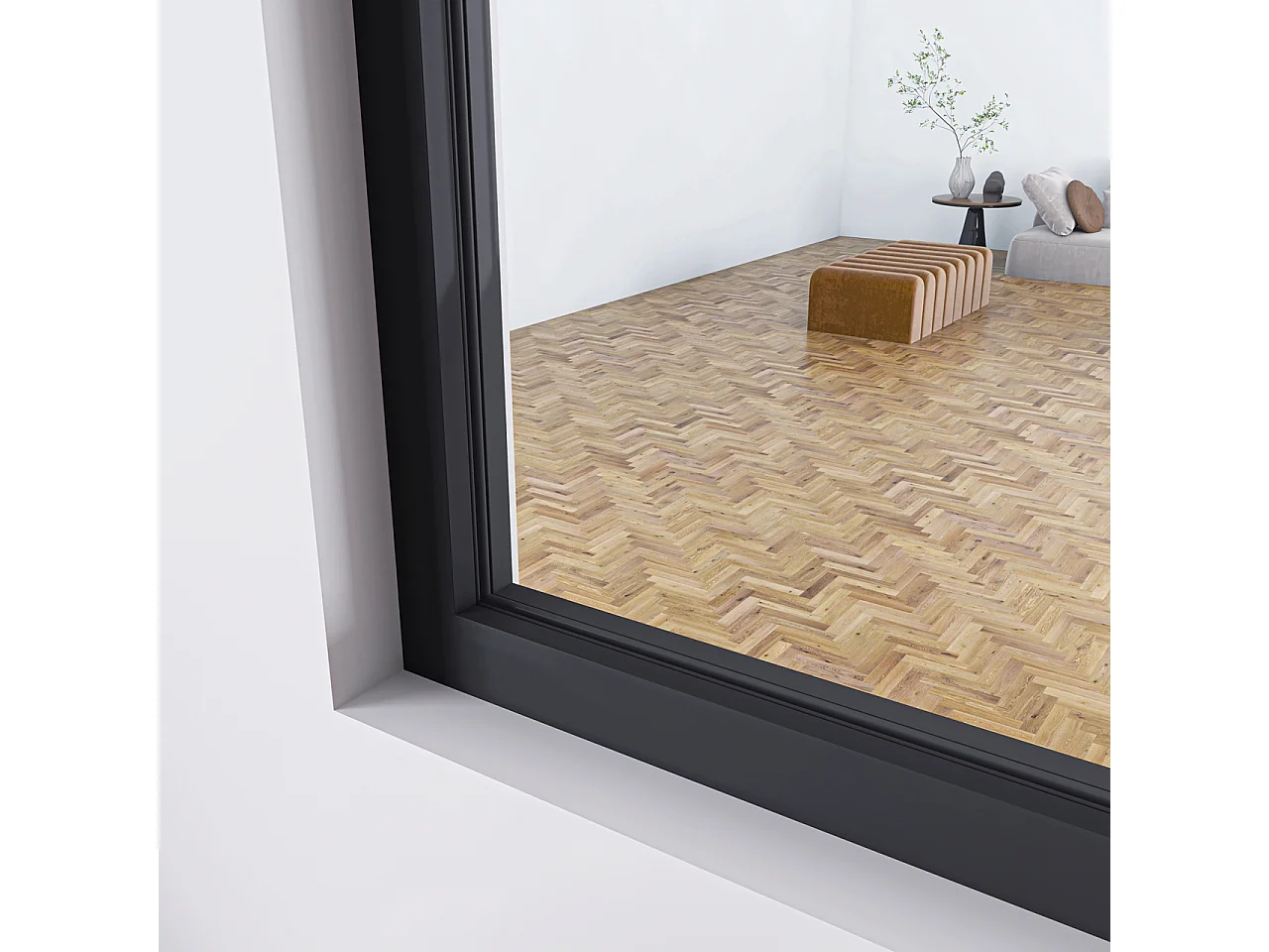 Parete Vetrata Interna 93x108 cm in Vetro Temperato Trasparente da 4 mm 3 Lastre Corniciate Profilo Nero Opaco Divisorio da Casa