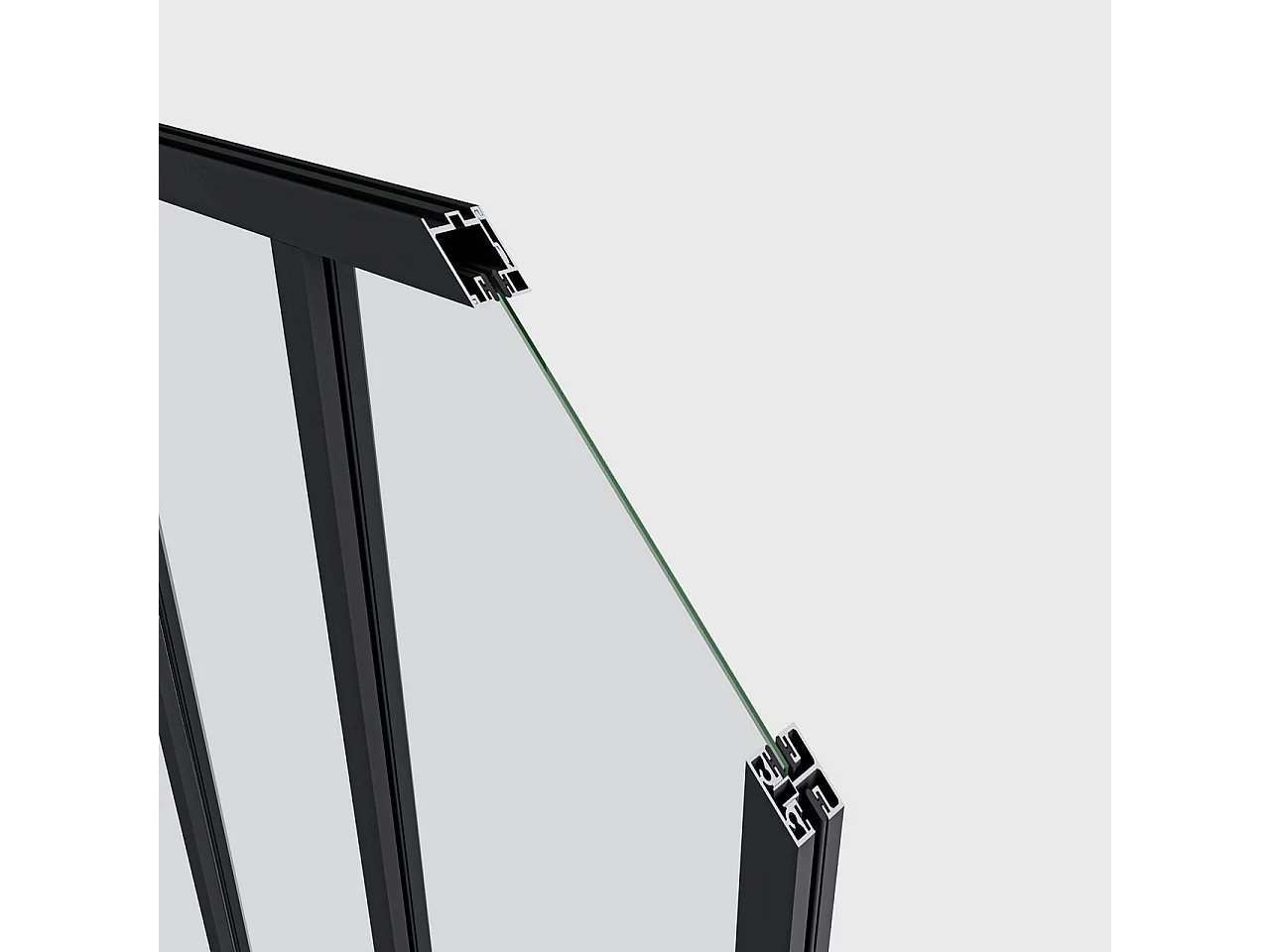 Parete Vetrata Interna 93x108 cm in Vetro Temperato Trasparente da 4 mm 3 Lastre Corniciate Profilo Nero Opaco Divisorio da Casa