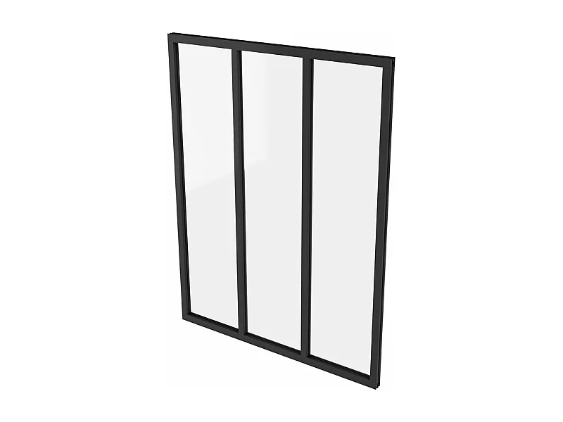 Parete Vetrata Interna 93x108 cm in Vetro Temperato Trasparente da 4 mm 3 Lastre Corniciate Profilo Nero Opaco Divisorio da Casa