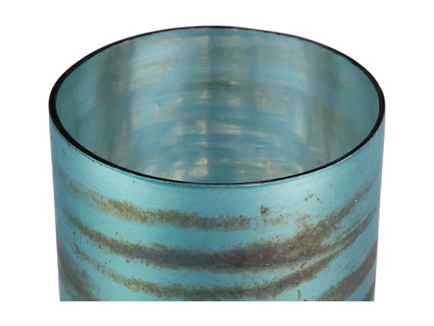 Florero  Cristal Aluminio Azul Nickel 16x16x58 Cm