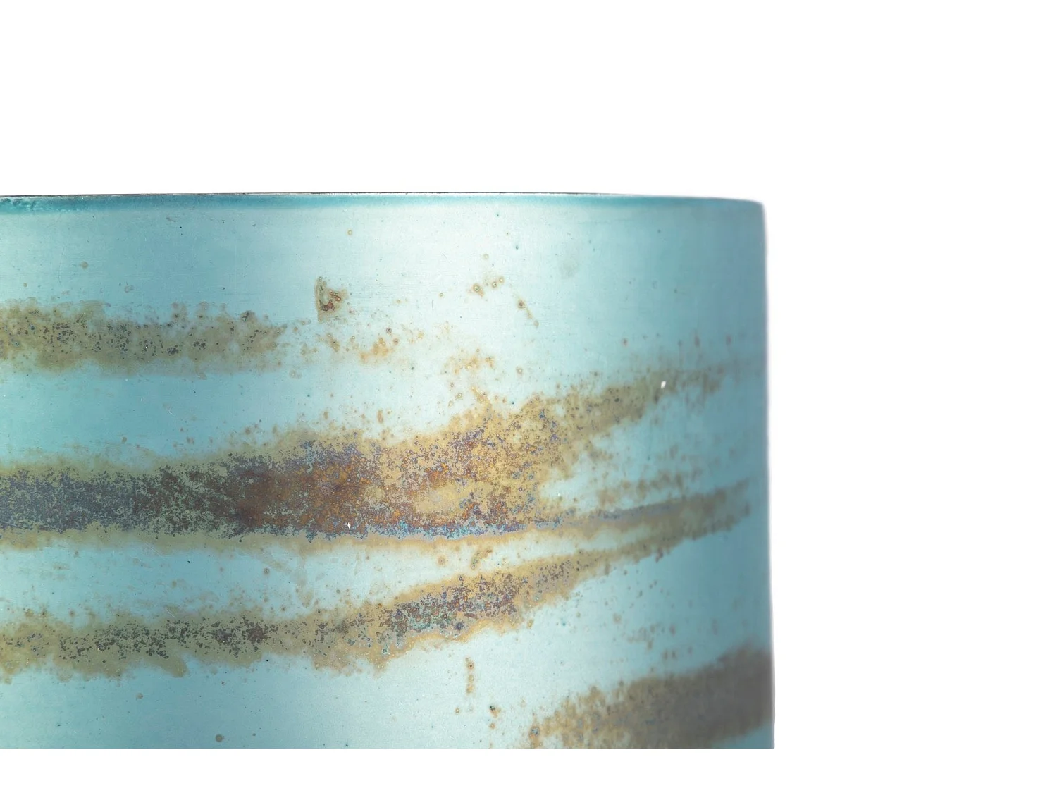 Florero  Cristal Aluminio Azul Nickel 16x16x58 Cm