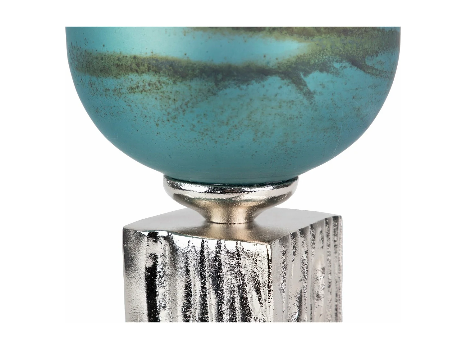 Florero  Cristal Aluminio Azul Nickel 16x16x58 Cm