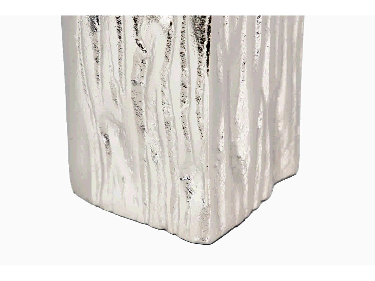 Florero  Cristal Aluminio Azul Nickel 16x16x58 Cm