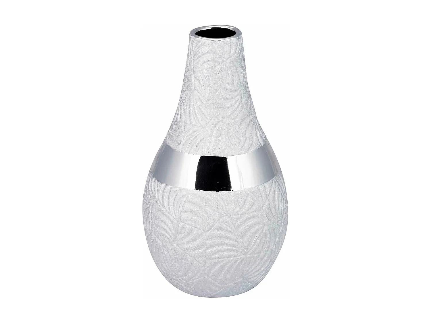 Florero Ceramica Plateado 15x15x28 Cm