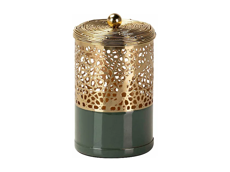 Bombonera Metal Dorado Negro 11x11x18 Cm