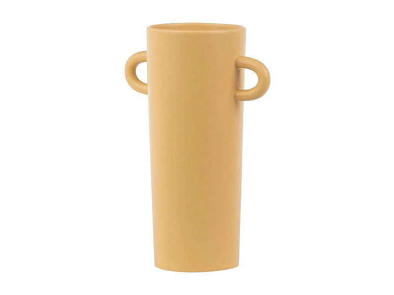 Florero Ceramica Asas Mostaza Mate 21x12x31 Cm