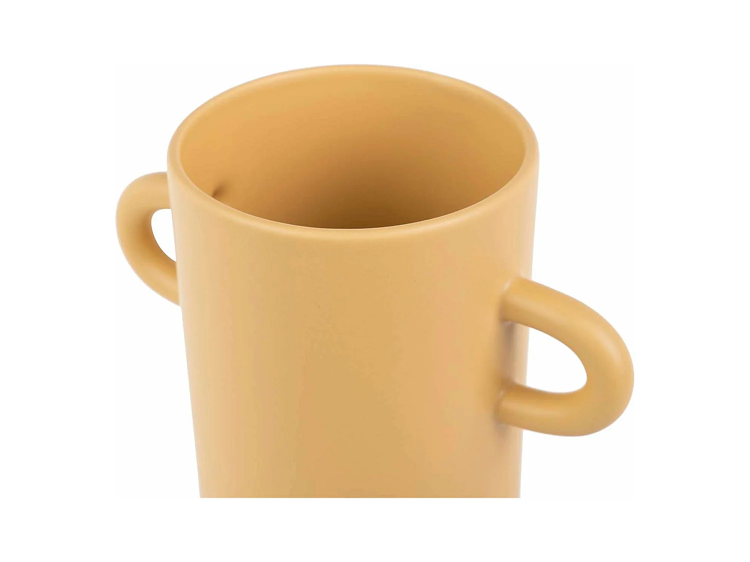 Florero Ceramica Asas Mostaza Mate 21x12x31 Cm