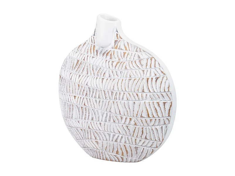 Florero Resina Blanco Relieve 27x12x32 Cm